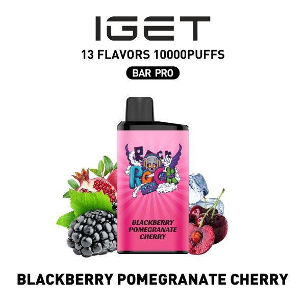IGET BAR PRO 10000Puffs BLACKBERRY POMEGRANATE CHERRY  (3PCS)