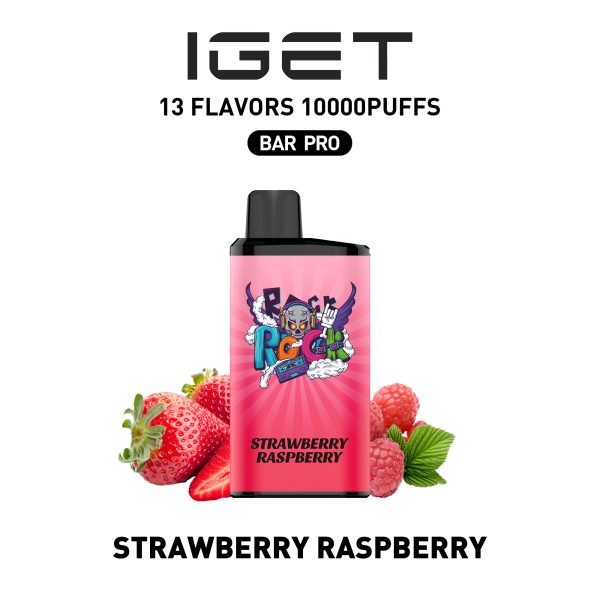 IGET BAR PRO 10000Puffs STRAWBERRY RASPBERRY  (5PCS)